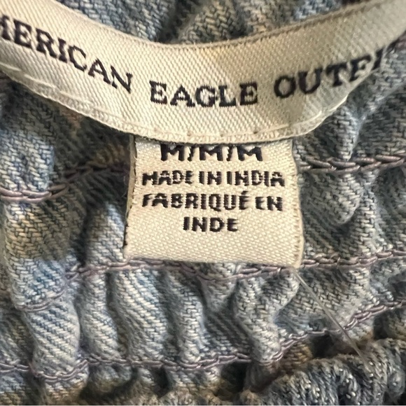 American Eagle Outfitters Blue Cropped Off the Shoulder Top Size Medium - Picture 6 of 8